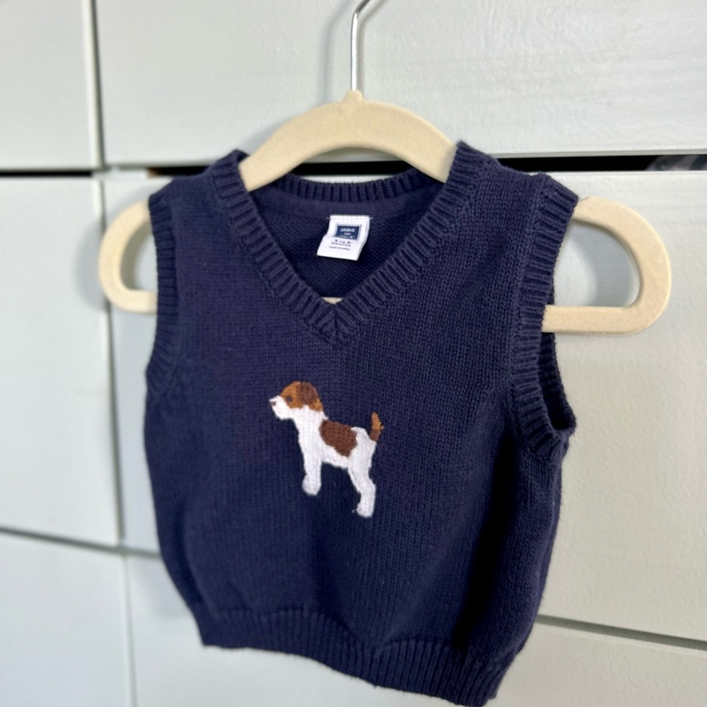 Janie and Jack Sweater Vest with Dog